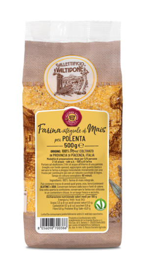 Packaging di farina integrale di mais per polenta